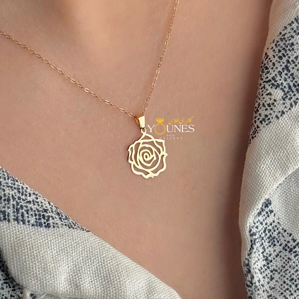 آویز گل رز طلا لیزری